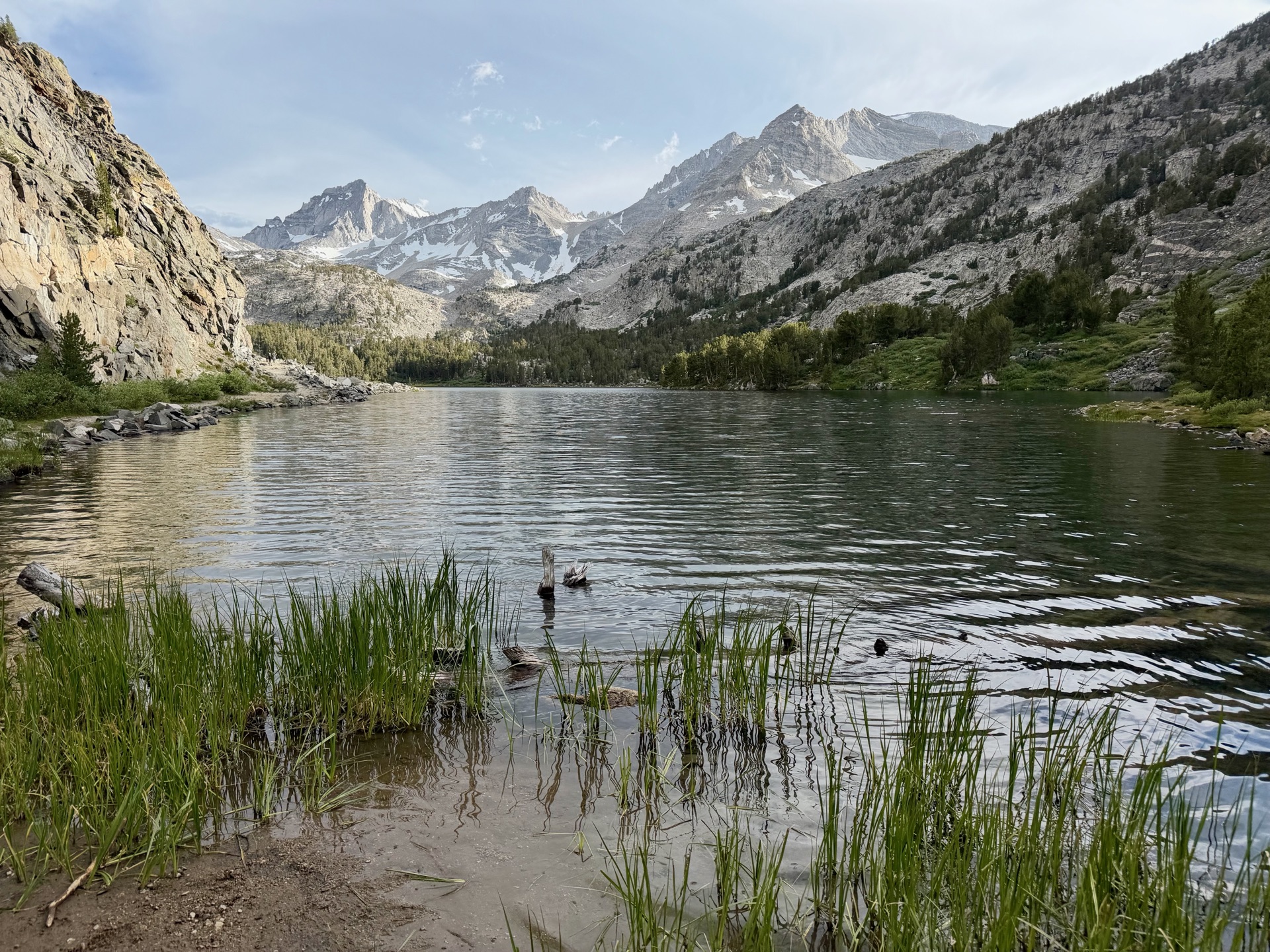 Little Lakes Valley with granite peaks reflected in the water
