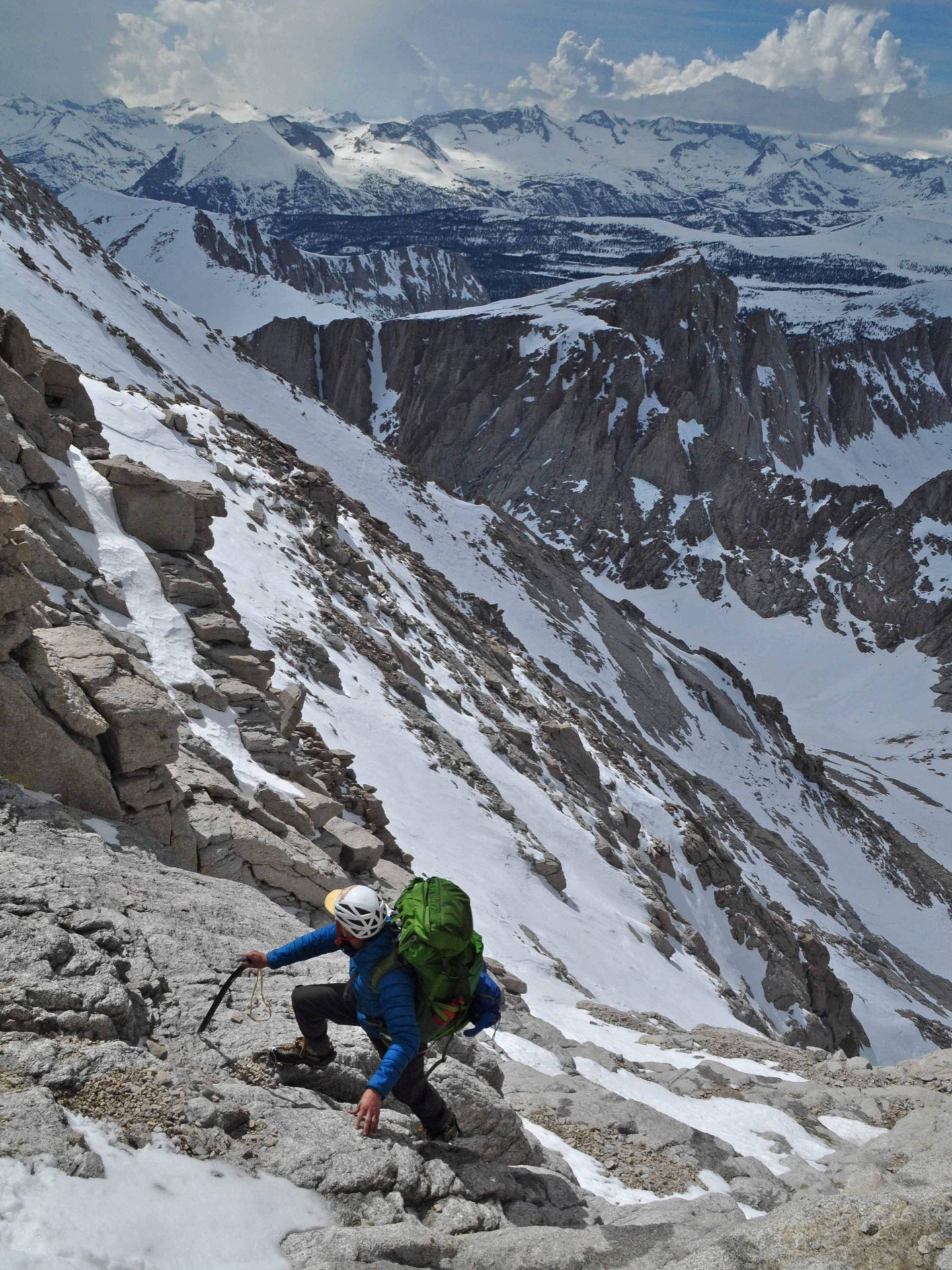 Ascending the chute, with very little snow remaining.
