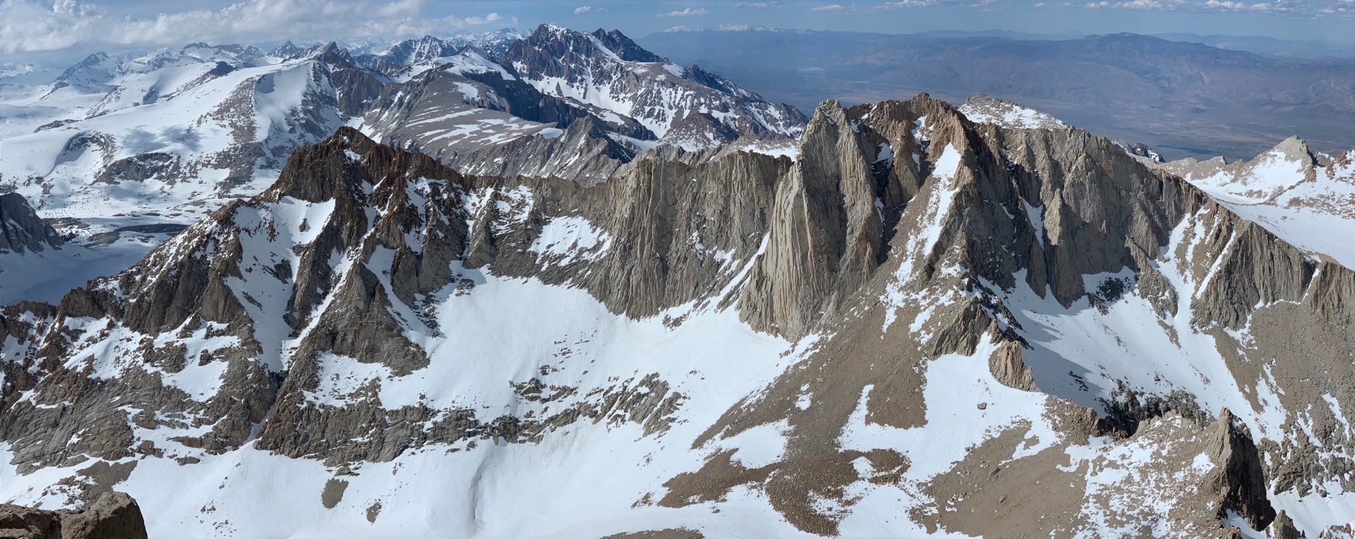 Mount Russell looks unspectacular from the Owens Valley, but earns its place from the Whitney summit.