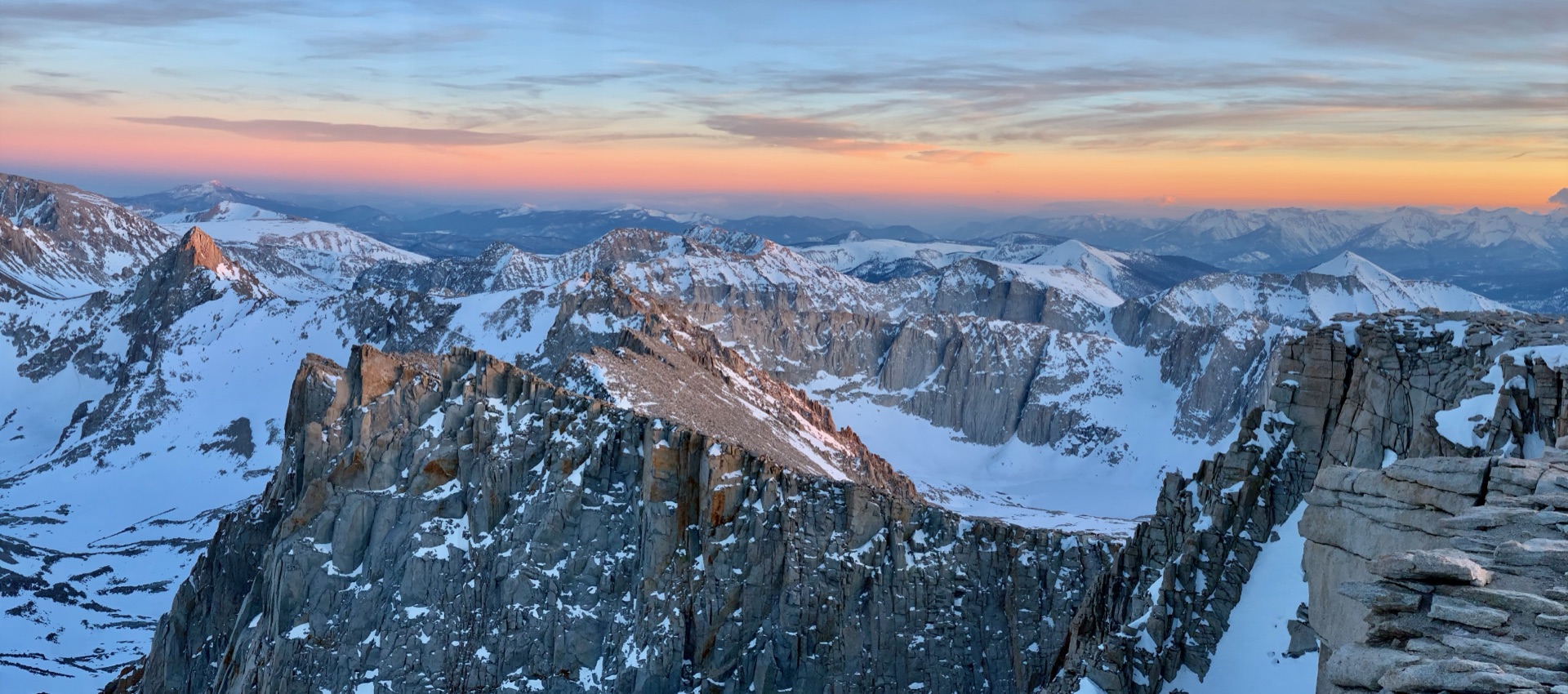 Alpenglow over Whitney Crest.
