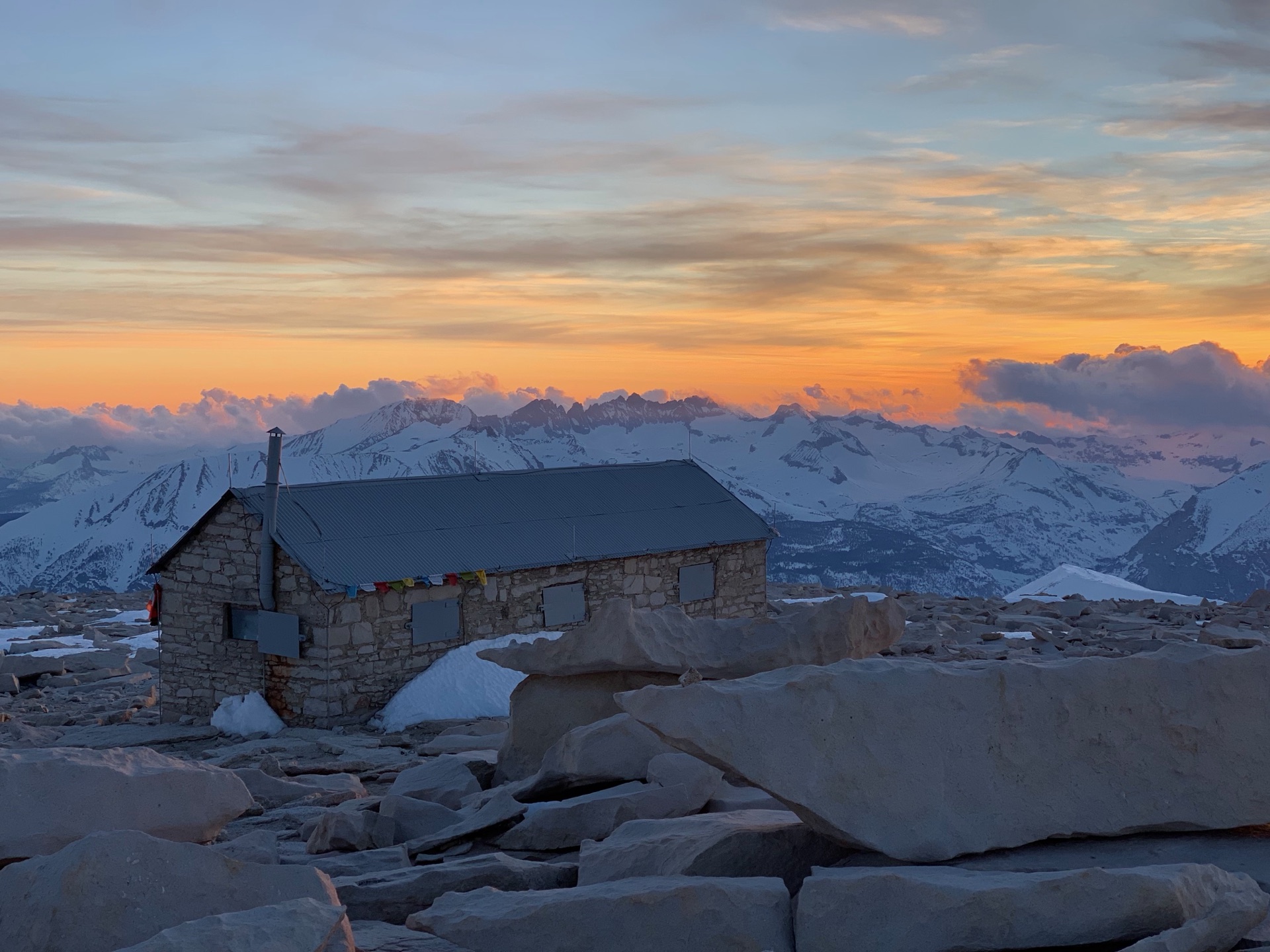 The Whitney Hut was fully buried to the roofline.
