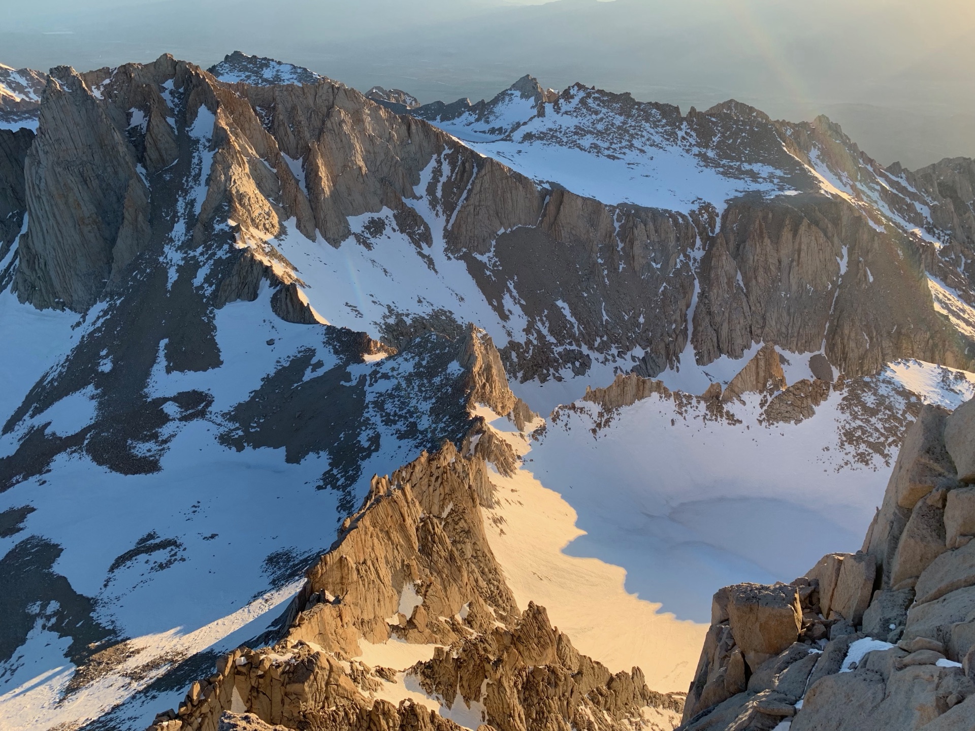 Mount Russell and a still fully frozen Iceberg Lake.