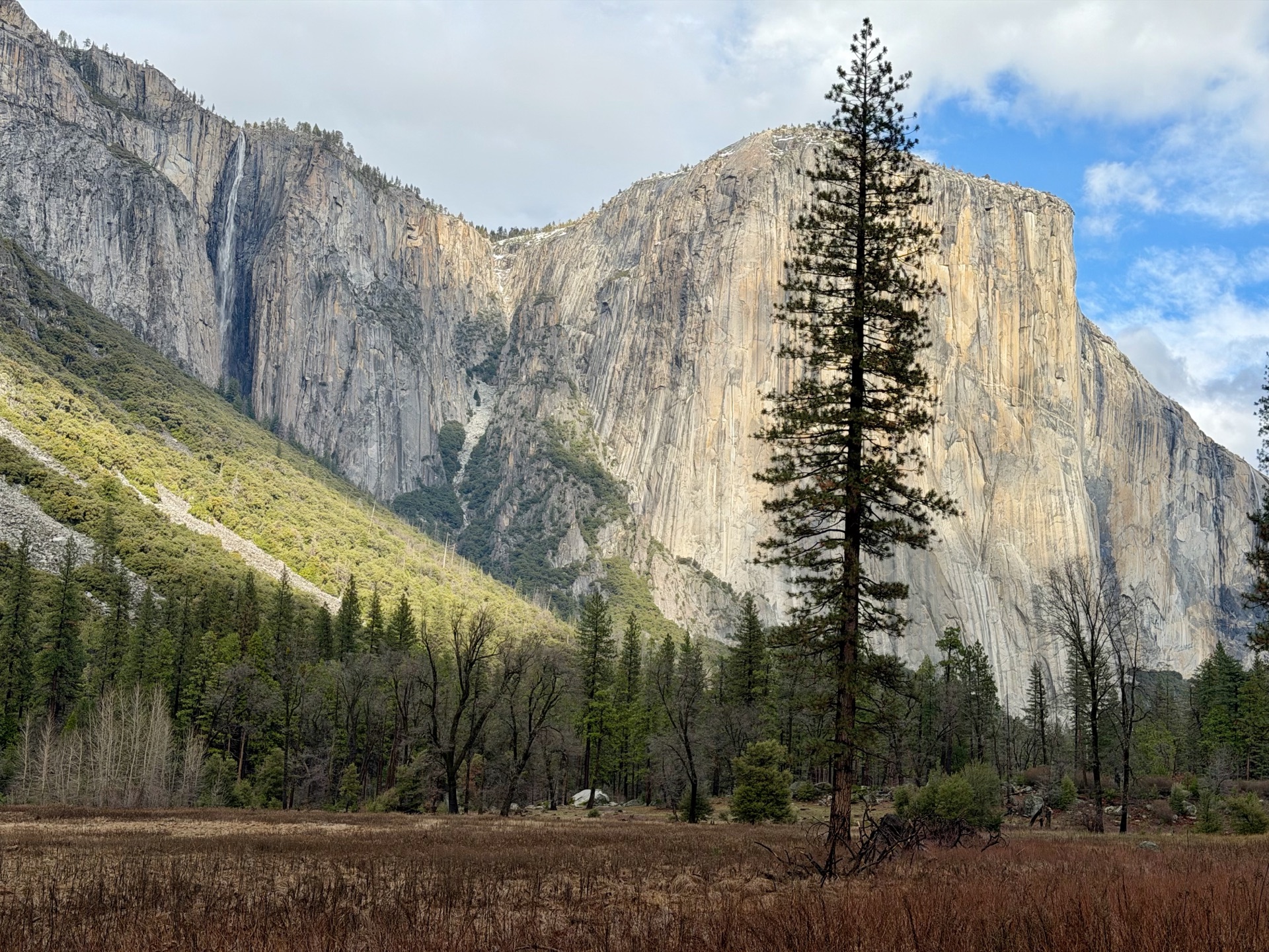 Ribbon Falls, appeared and quickly disappeared, on El Cap's west face.