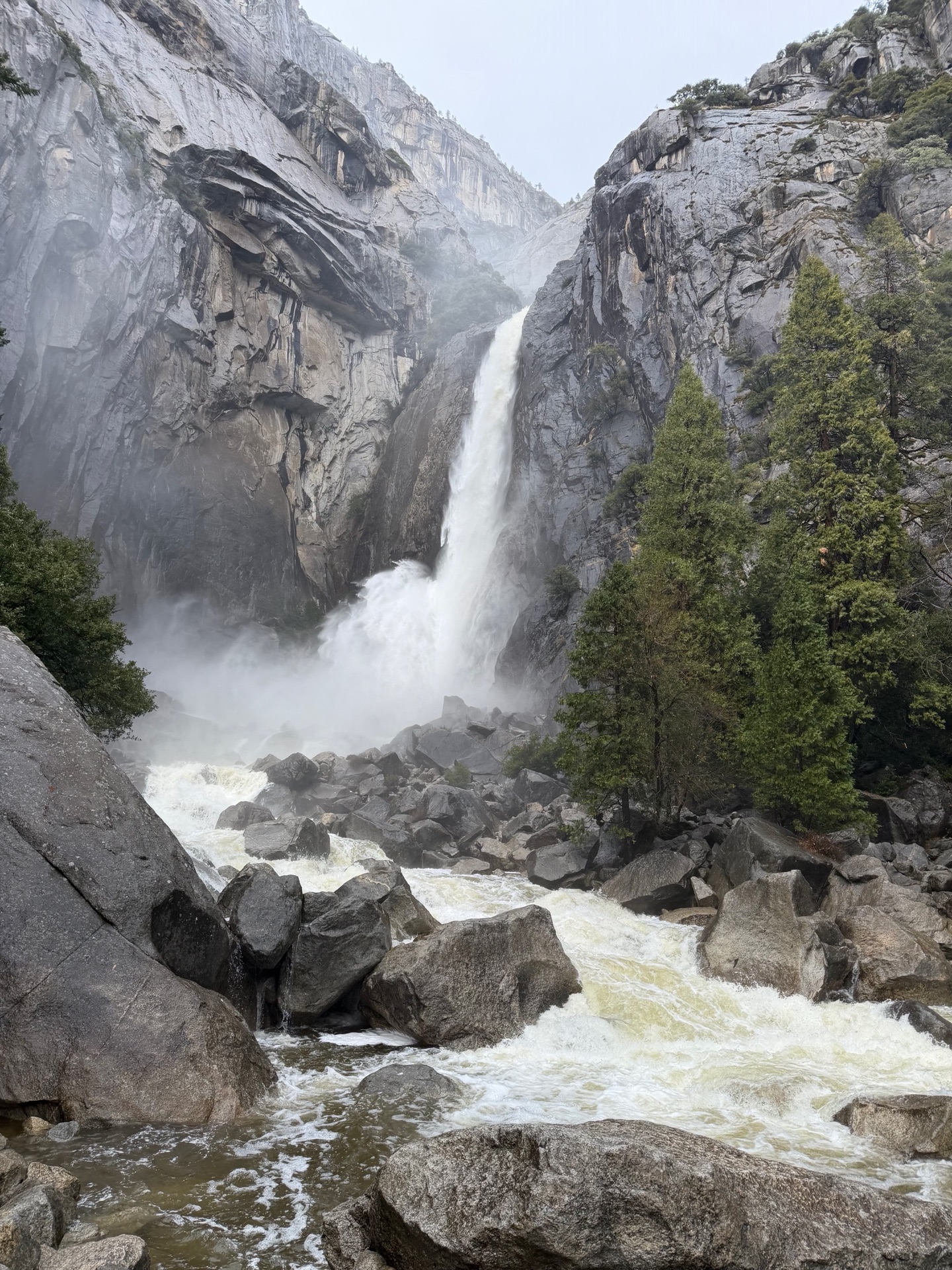 Yosemite Falls at full power is unusual for January.