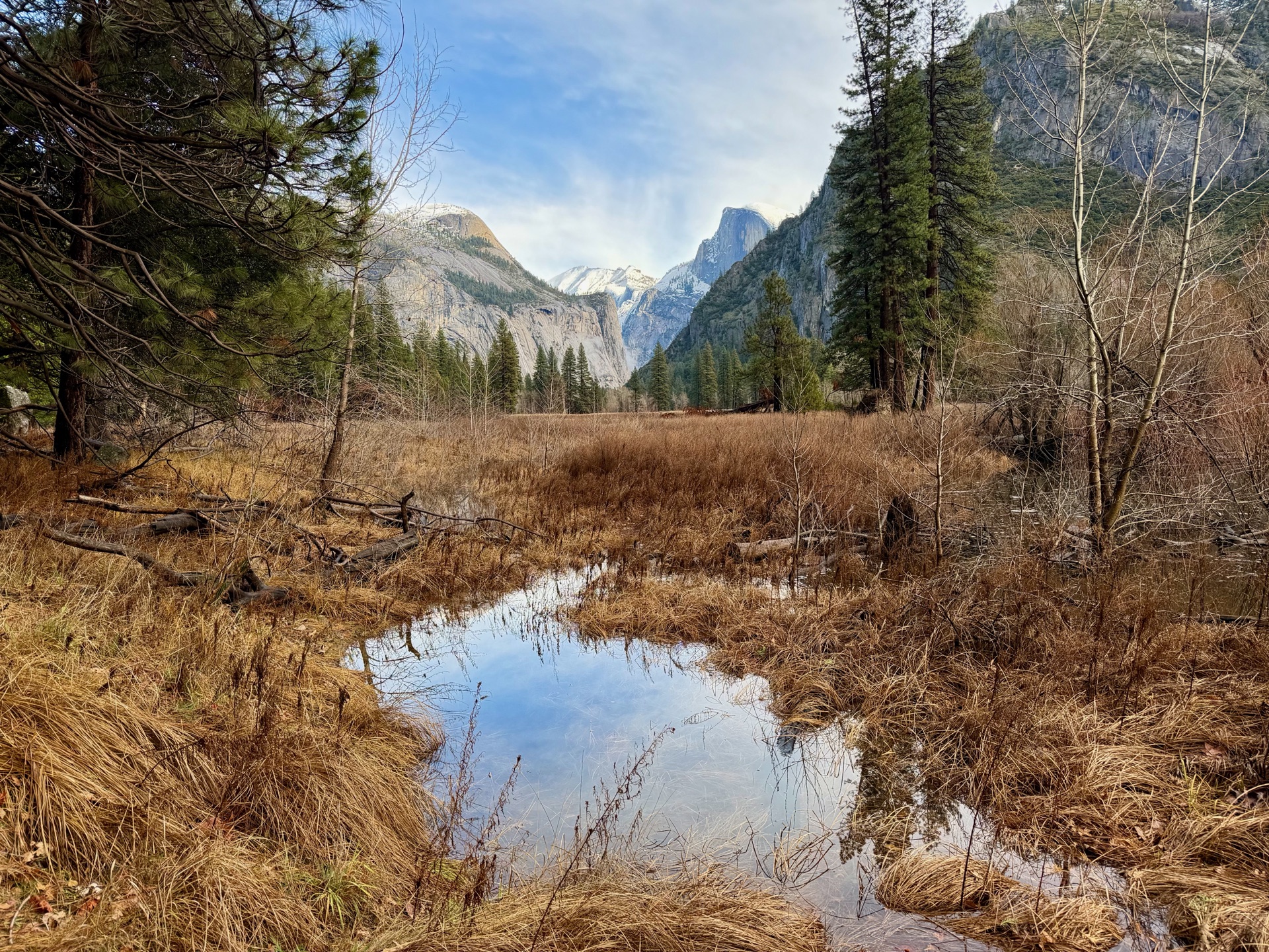 Valley Loop Trail, with Clouds Rest and Half Dome in the background.