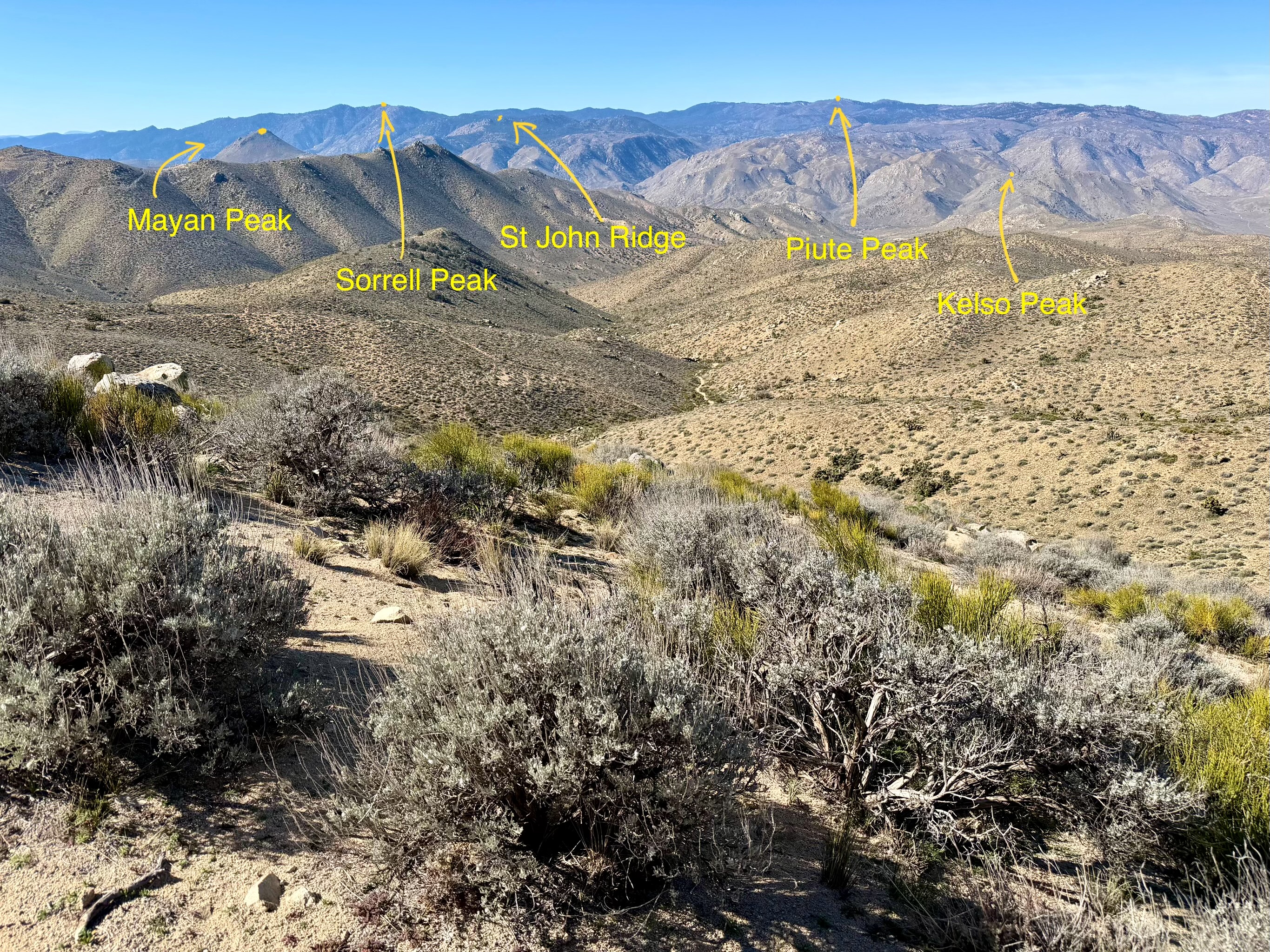 Looking back at Mayan Peak and St John Ridge