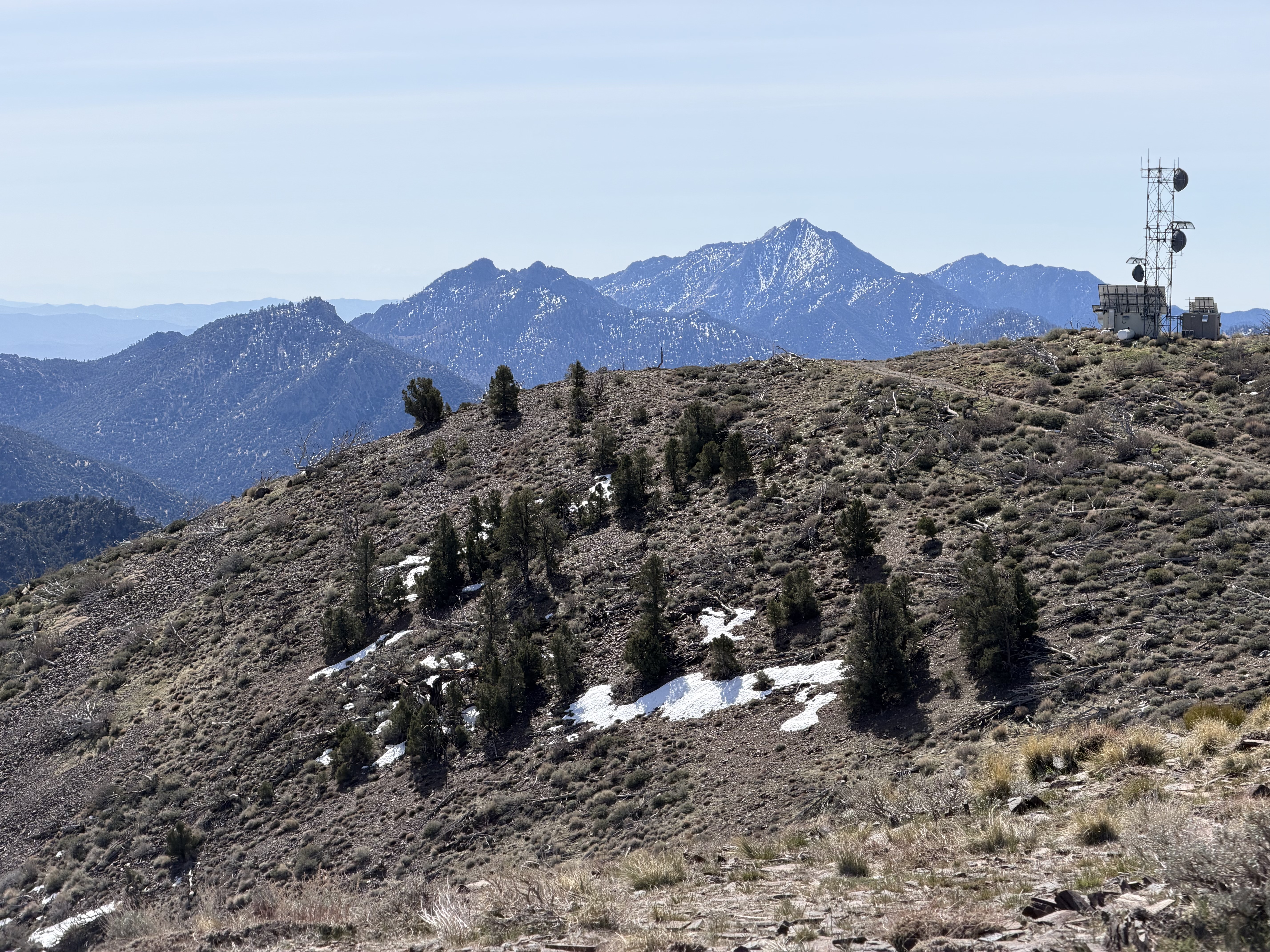 Peaks of the Scodie Range line up — Spanish Needle, Owens Peak, Mount Jenkins