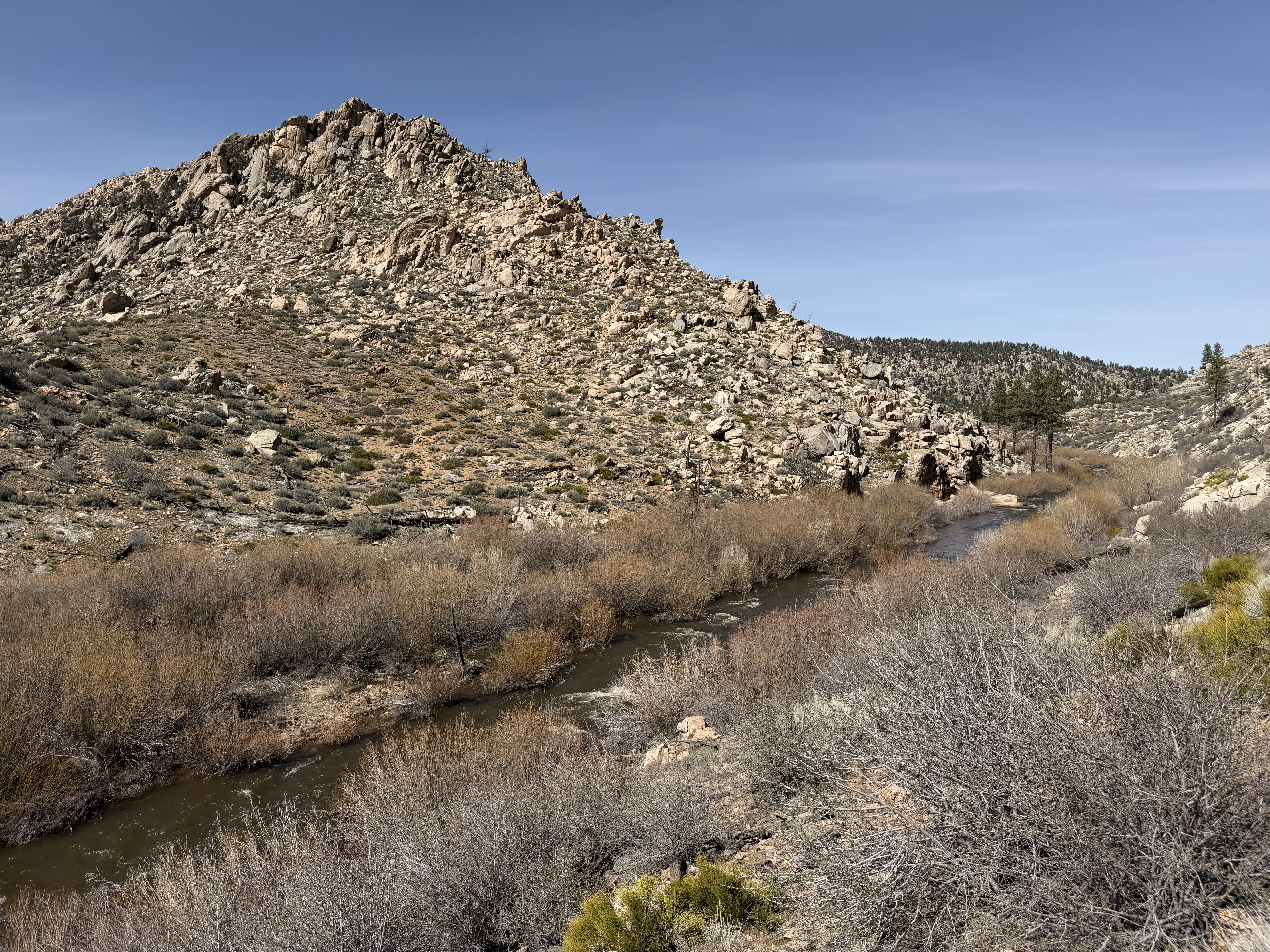 South Fork Kern River swollen with spring runoff, impossible to cross