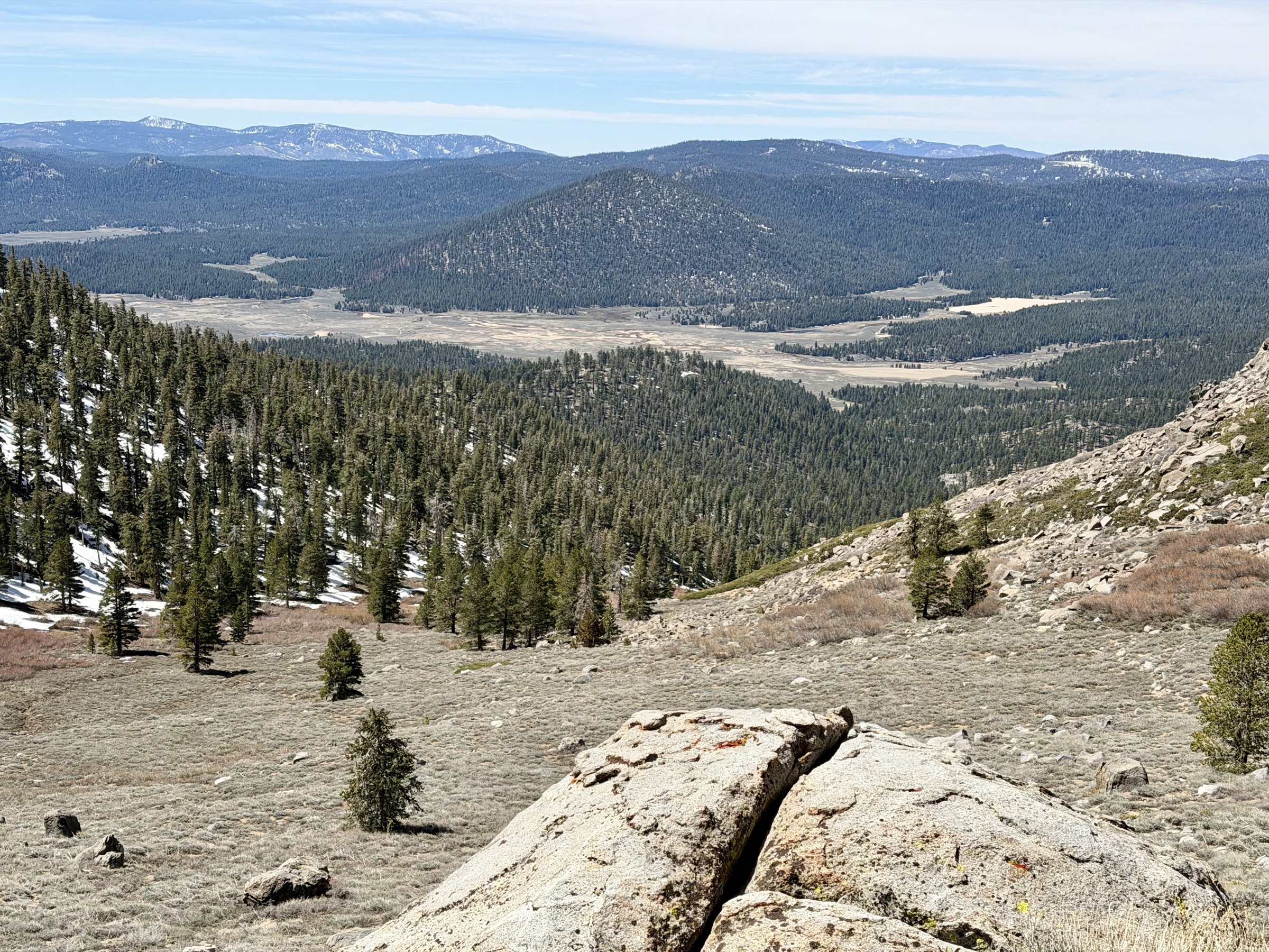 Looking back at Monache Meadow on the ascent toward Olancha Peak